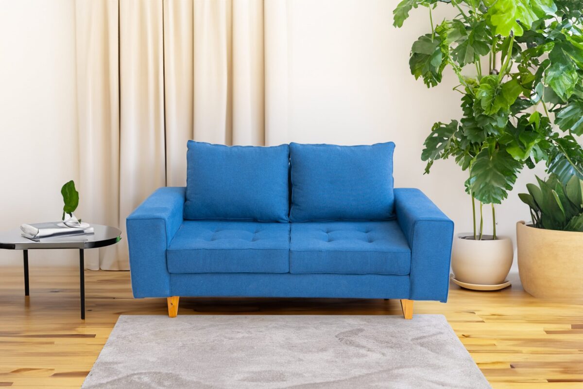 Saha sillón dos cuerpos azul francia patas madera 3 min
